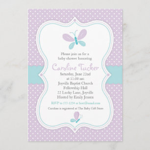 Purple Butterfly Baby Girl Shower Invitation