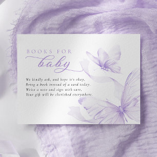 Purple Butterfly Baby Shower Books for Baby Enclosure Card
