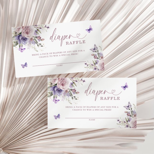 Purple Butterfly Baby Shower Diaper Raffle Enclosure Card (Creator Uploaded)