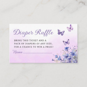 Purple Butterfly Baby Shower Diaper Raffle Ticket Enclosure Card