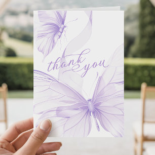 Purple Butterfly Baby Shower Foldable Thank You Card
