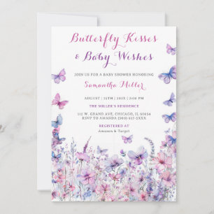 Purple Butterfly Baby Shower Invitation