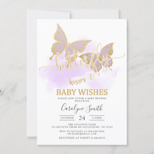 Purple Butterfly Baby Shower Invitation