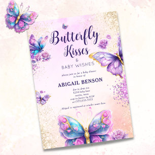 Purple Butterfly Baby Shower Invitation