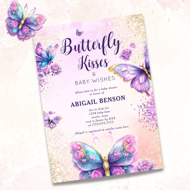 Purple Butterfly Baby Shower Invitation (Creator Uploaded)