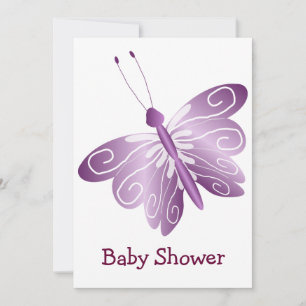 Purple Butterfly Baby Shower Invitation