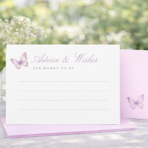 Purple Butterfly Baby Shower Mummy Advice Card