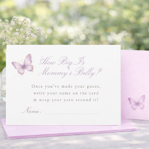 Purple Butterfly Baby Shower Mummy's Belly Card