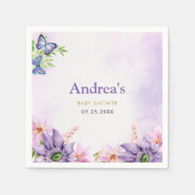 Purple Butterfly Baby Shower Napkin