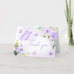 Purple Butterfly Baby Shower Thank You Card