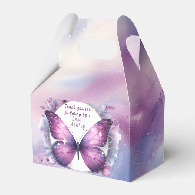 Purple Butterfly Baby Shower  Thank you Favour Box (Front Side)