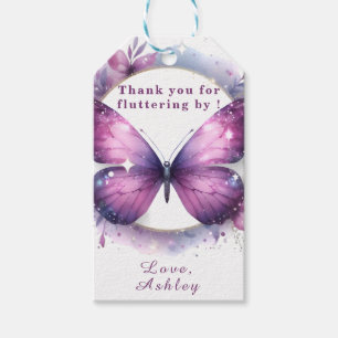 Purple Butterfly Baby Shower Thank you  Gift Tags