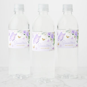Purple Butterfly Baby Shower  Water Bottle Label