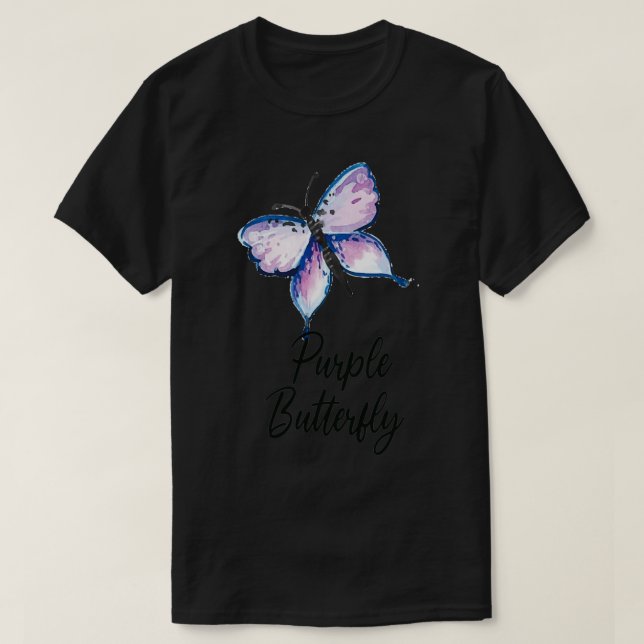 Purple Butterfly Beautiful watercolor illustration T-Shirt (Design Front)