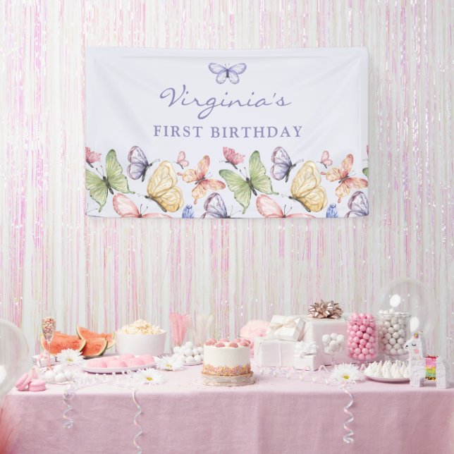 Purple Butterfly Birthday Banner (Party)