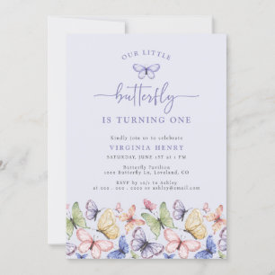 Purple Butterfly Birthday Invitation