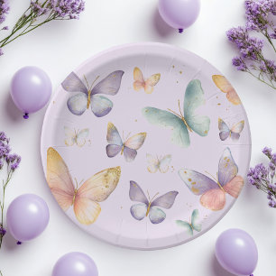 Purple Butterfly Birthday  Paper Plate