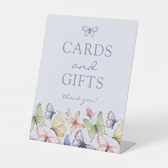 Purple Butterfly Birthday Pedestal Sign (Front)