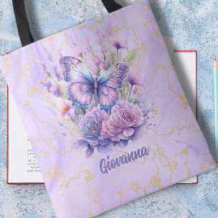 Purple Butterfly Blooming Garden  Tote Bag