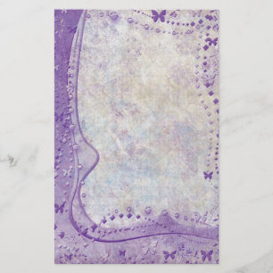 Purple Butterfly Border Stationery