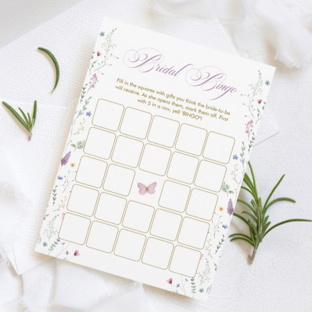 Purple Butterfly Bridal Shower Bingo Game Card (Creator Uploaded)