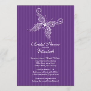 Purple Butterfly Bridal Shower Invitation