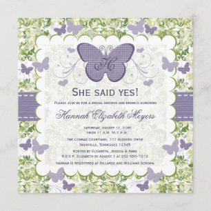 Purple Butterfly Bridal Shower Invitations Invites