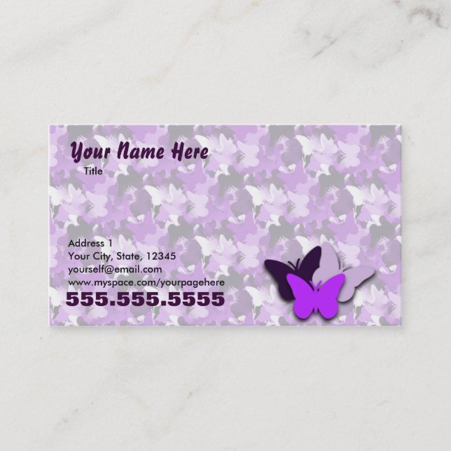 Purple Butterfly Business Card (Front)