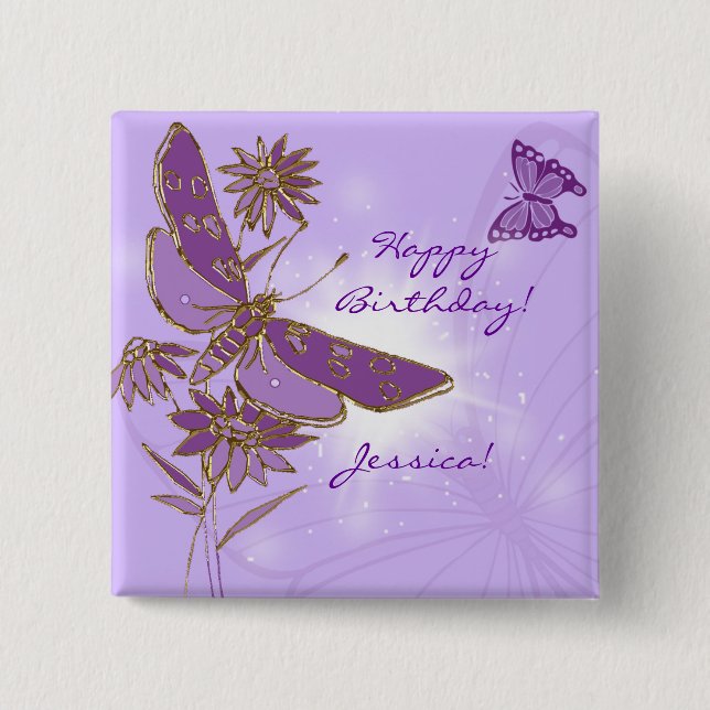 Purple Butterfly Button (Front)