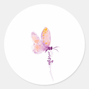 Purple butterfly classic round sticker