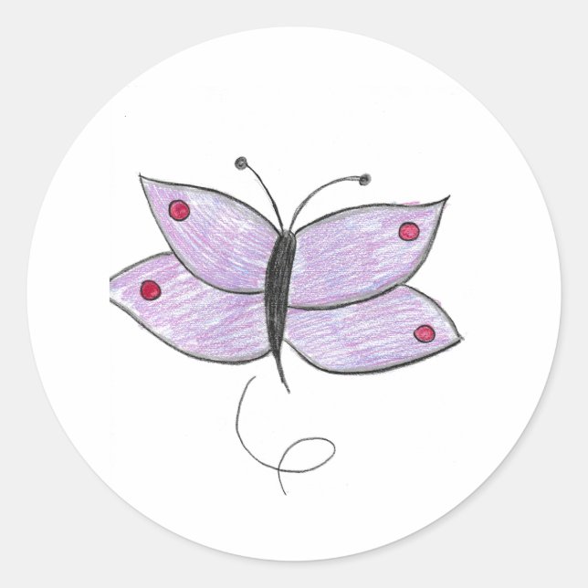 Purple Butterfly  Classic Round Sticker (Front)