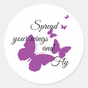 Purple Butterfly Classic Round Sticker