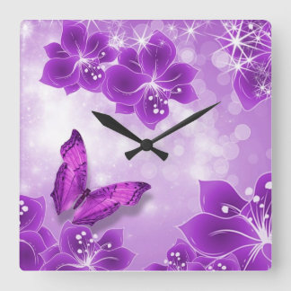 Purple Butterfly Clock