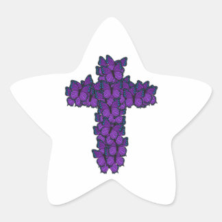 Purple Butterfly Cross Star Shaped Stickers