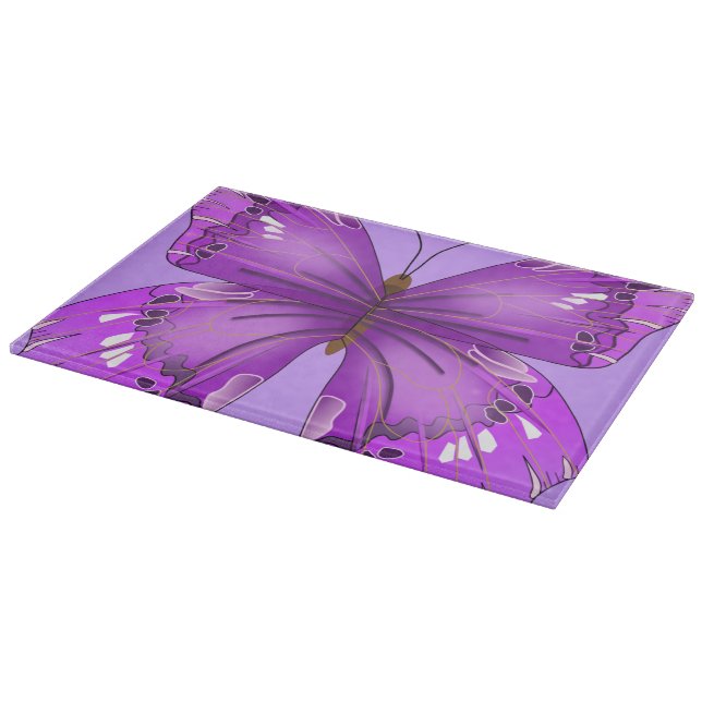 Purple Butterfly Cutting Board (Corner)
