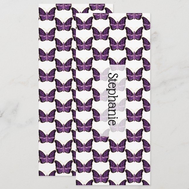 Purple Butterfly Design Bookmark (Front/Back)