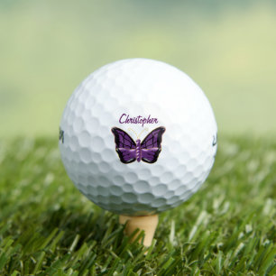 Purple Butterfly Design Golf Balls