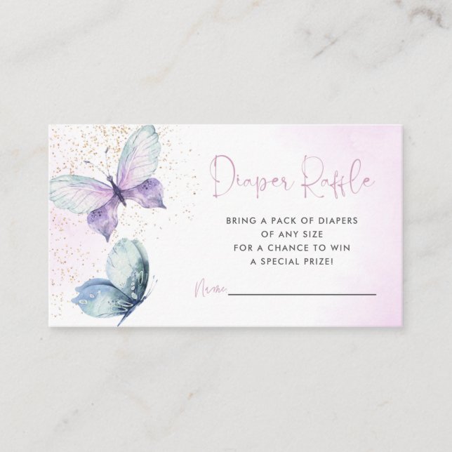 Purple Butterfly Diaper Raffle Card (Front)