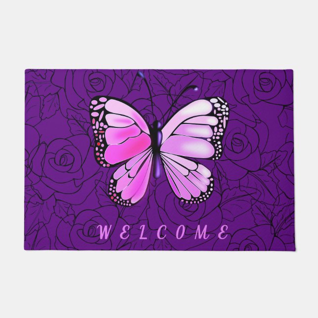 Purple Butterfly Doormat (Front)