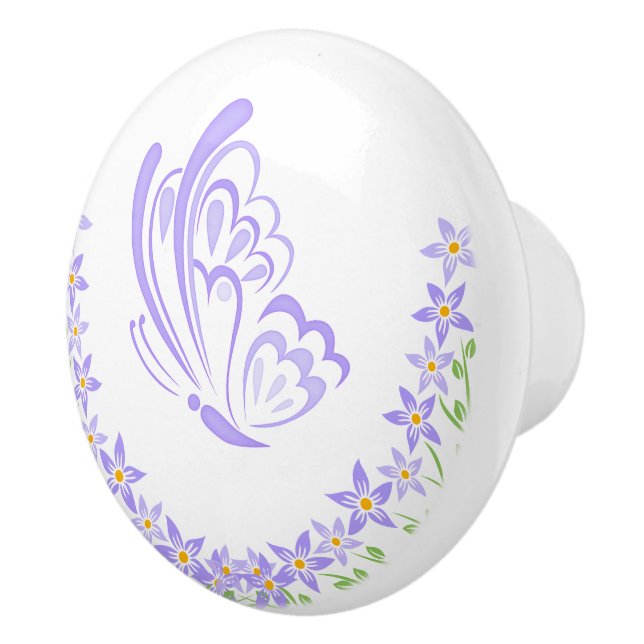 Purple Butterfly Embellishment Ceramic Knob (Right)