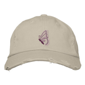 Purple butterfly embroidered women's hat