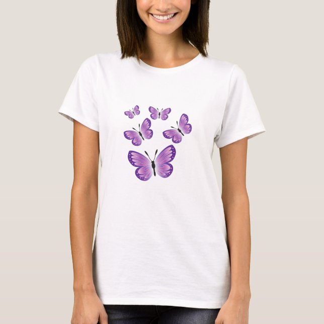 Purple Butterfly Emoji, Purple Butterflies T-Shirt (Front)