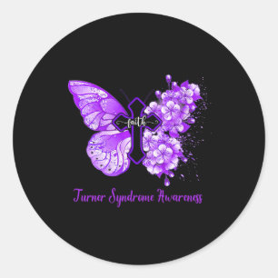 Purple Butterfly Faith Turner Syndrome Awareness Classic Round Sticker