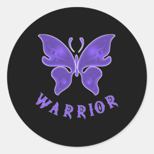Purple Butterfly Fibro Migraine Lupus Warrior Awar Classic Round Sticker