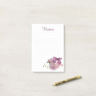 Purple Butterfly Floral Aesthetic Lined Notepad