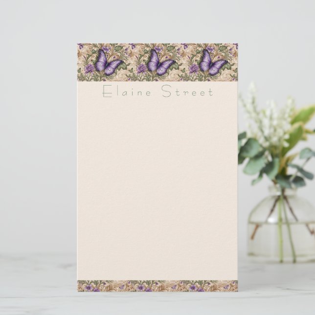 Purple Butterfly Floral and Herbal Stationery (Standing Front)