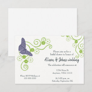 Purple Butterfly Floral Bridal Shower Invite