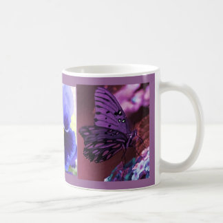 Purple Butterfly Floral Collage Coffee Mug