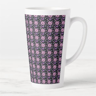Purple Butterfly Floral Pattern Cute Cottagecore Latte Mug