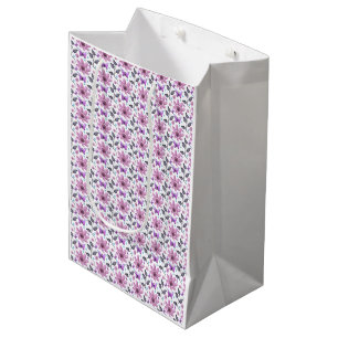 Purple Butterfly Floral Pattern Cute Cottagecore Medium Gift Bag